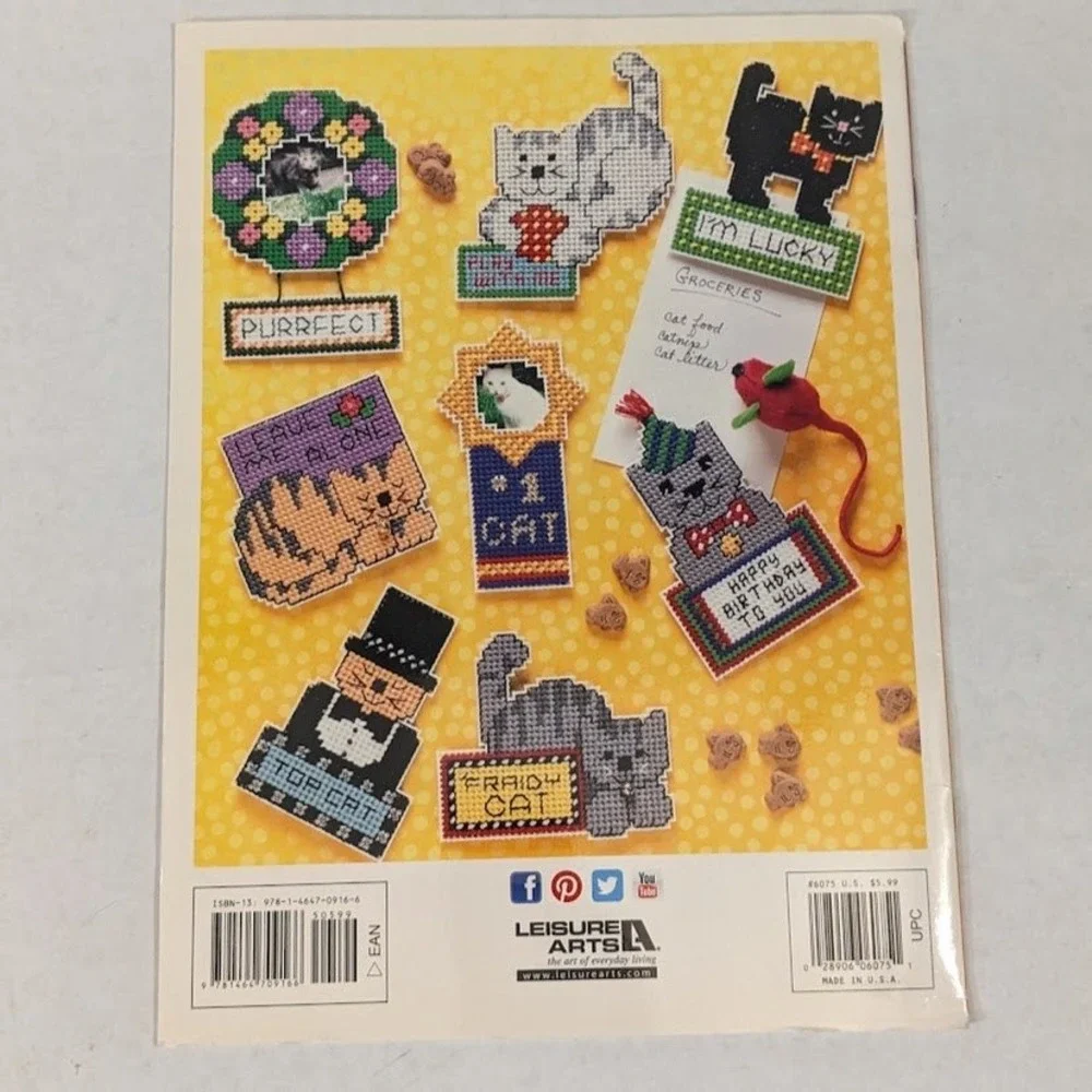 Leisure Arts Cat Chat Magnets Plastic Canvas Pattern Booklet Maryanne Moreck